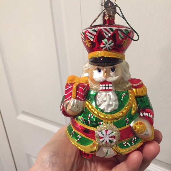 Christopher Radko Glass Ornament Santa 2020 Candy Motif  Present Round Tummy Hat - Picture 1 of 10